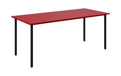 JSB 180N Jídelní stůl 1800 x 800 mm, deska červená flamengo / podnož černá